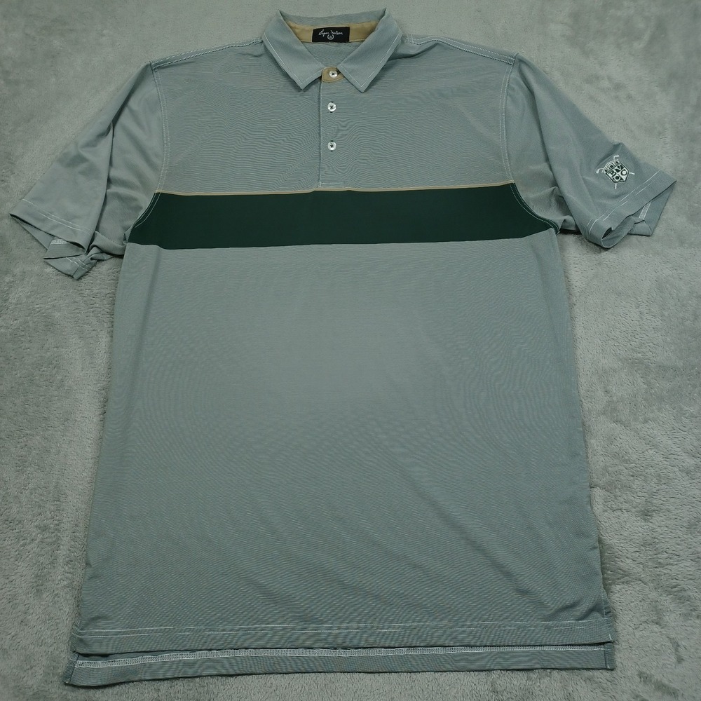 Byron Nelson Shirt Mens Large Green Striped Short Sleeve Polo Golf‎ Casual